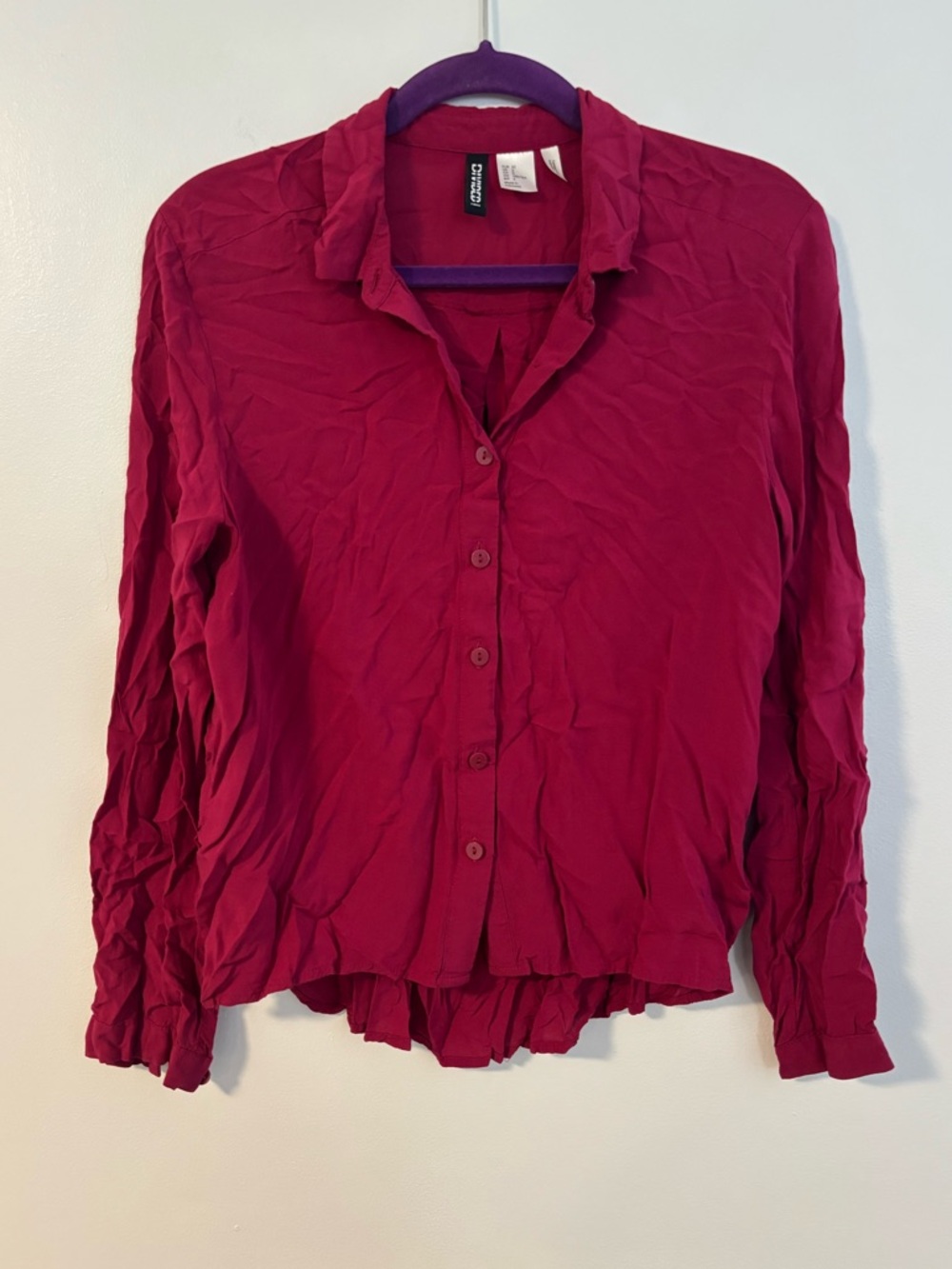 H&M Divided Pink Button Down Collared Long Sleeve top blouse shirt Size 2